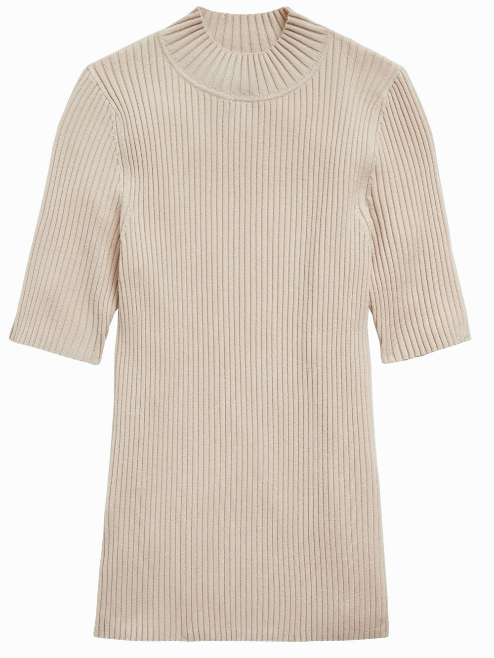 EUC Banana Republic Ribbed Mock Neck Short Sleeve Sweater Ecru M *True to Size*